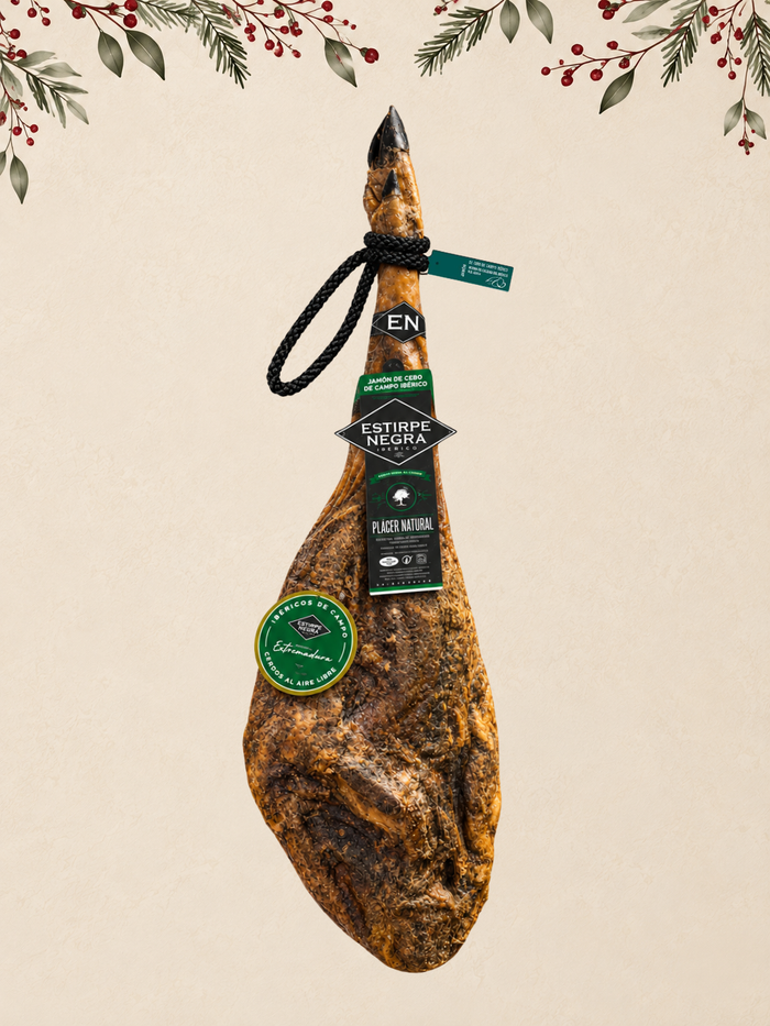 JAMÓN IBÉRICO DE CEBO DE CAMPO 50% RAZA IBÉRICO ESTIRPE NEGRA - 8,250 KG APROX.