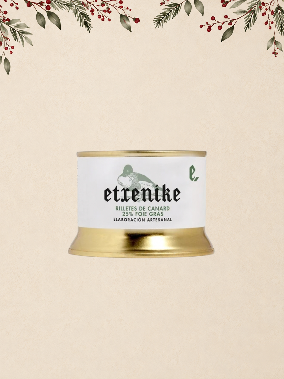 LATA DE RILLETES DE CANARD 25 % FOIE GRAS - ETXENIKE - ELAB. ARTESANAL 130G