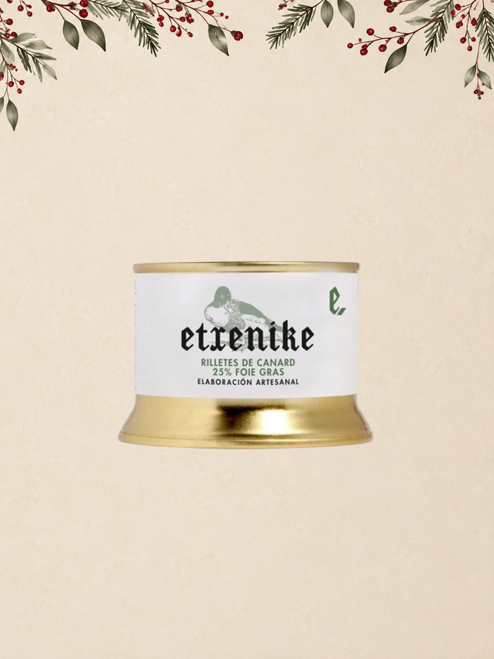 LATA DE RILLETES DE CANARD 25 % FOIE GRAS - ETXENIKE - ELAB. ARTESANAL 130G