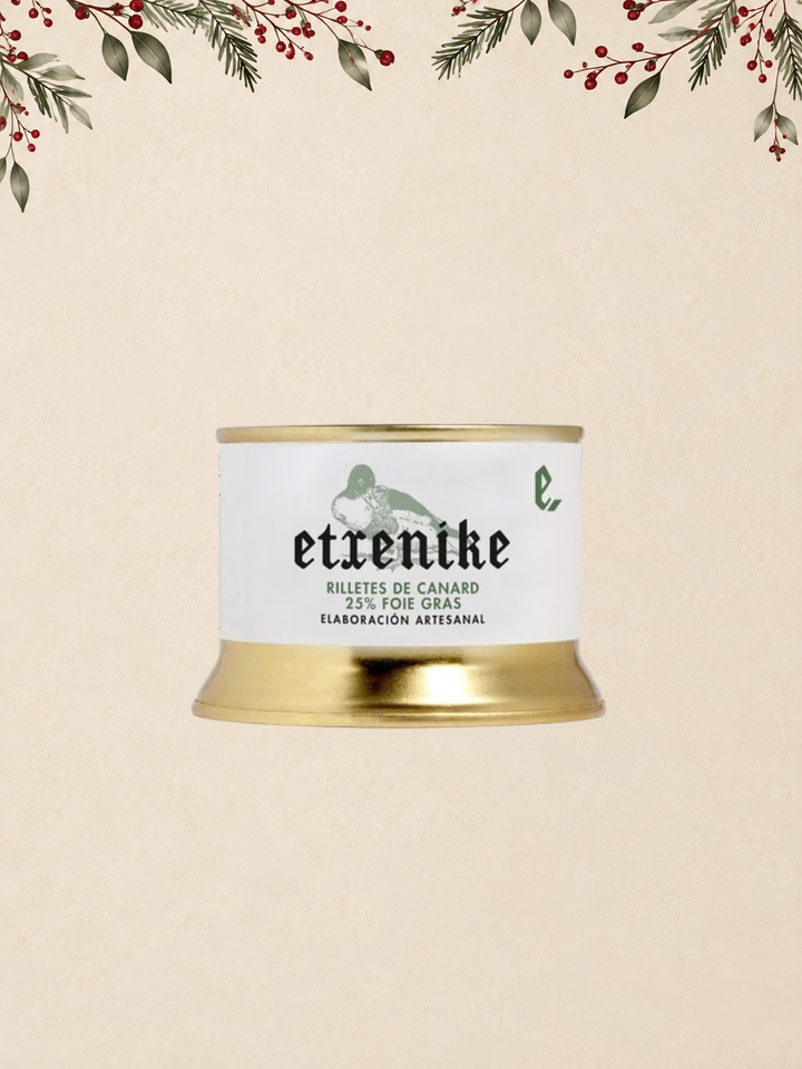 LATA DE RILLETES DE CANARD 25 % FOIE GRAS - ETXENIKE - ELAB. ARTESANAL 130G