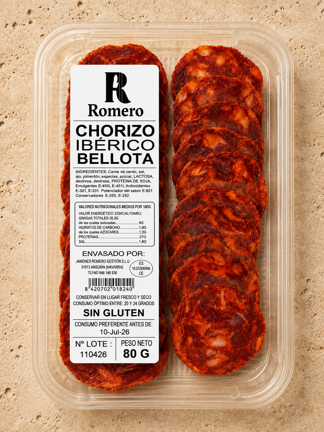 Loncheado chorizo de bellota ibérico