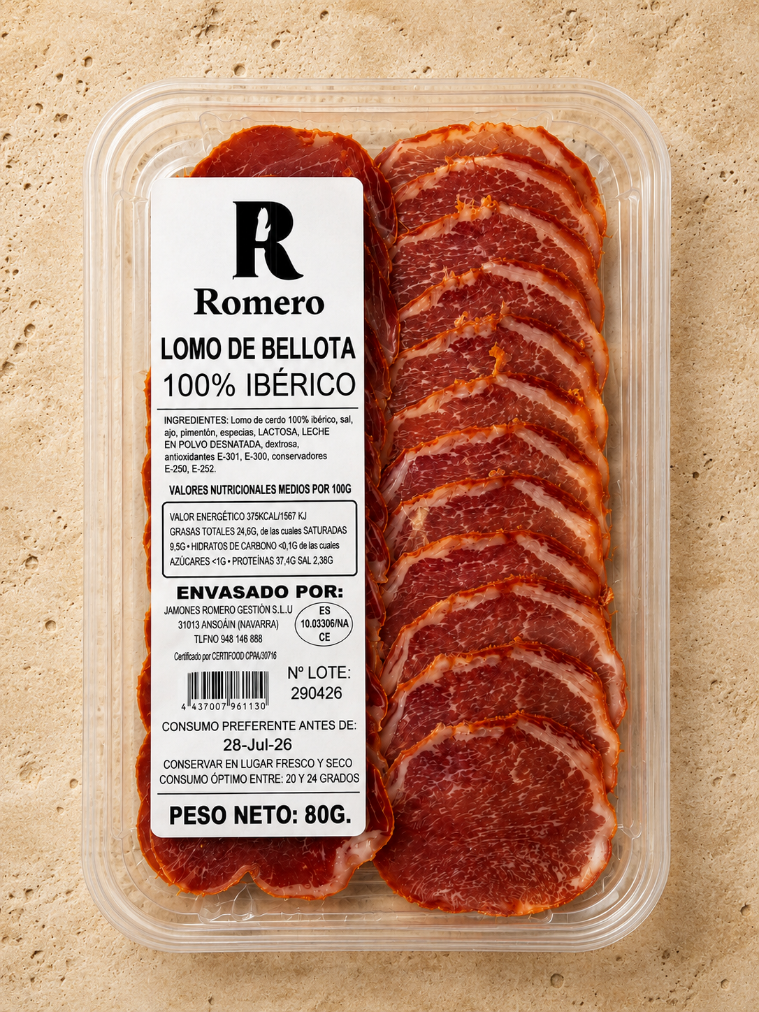 Loncheado de lomo de bellota ibérico