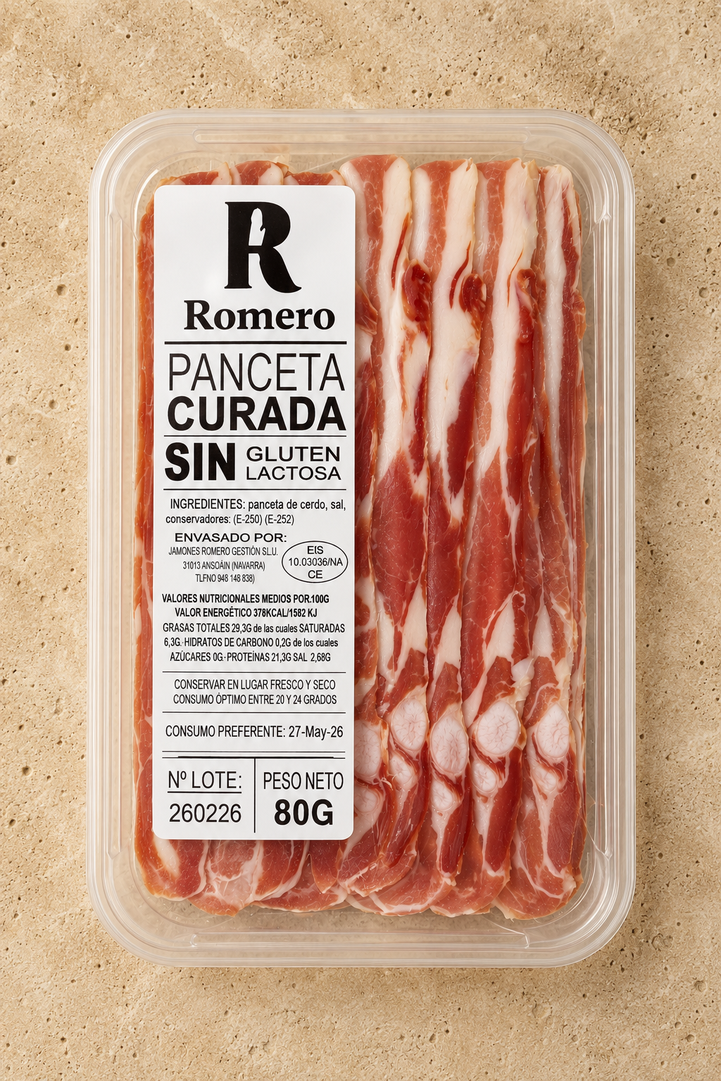 Loncheado de panceta curada